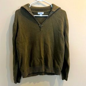 Women’s Christopher & Banks Olive Green Sweater, Quarter Zip
